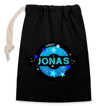 Jonas Geburtstag Jonas - Verschließbarer Geschenkbeutel aus Baumwolle (14x20cm) - Schwarz - Vorne
