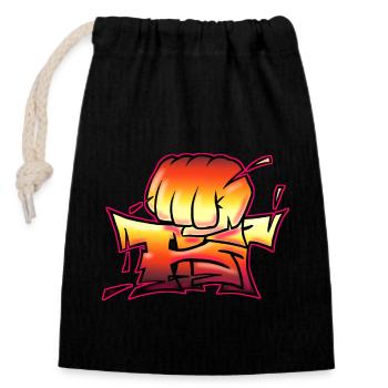 Fist - Closable cotton gift bag (14x20cm) - black - Front