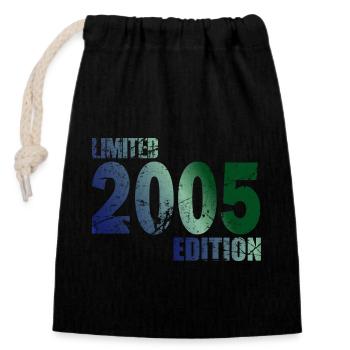 2005 geboren - 18. Geburtstag feiern - Erwachsen - Verschließbarer Geschenkbeutel aus Baumwolle (14x20cm) - Schwarz - Vorne