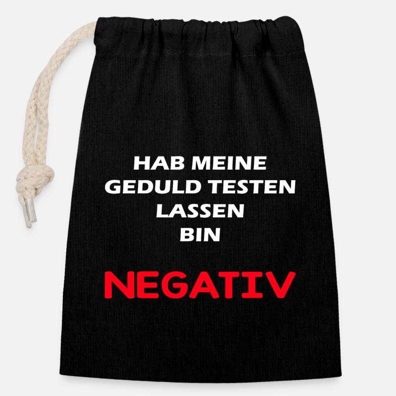 Geduld Negativ Spruch white - Verschließbarer Geschenkbeutel aus Baumwolle (14x20cm) - Schwarz