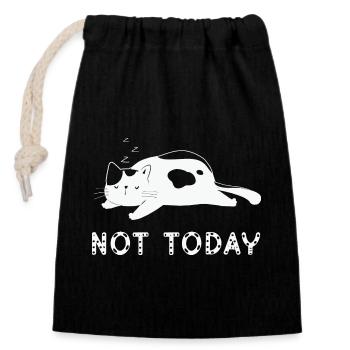 Not today lazy cat - Closable cotton gift bag (14x20cm) - black - Front