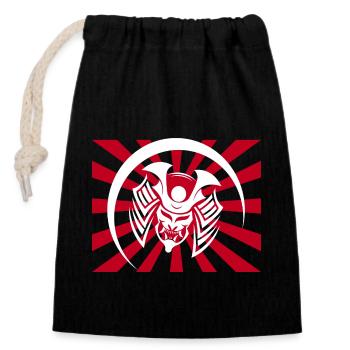 Masque de samouraï Masque de guerrier Masque Oni - Sac cadeau en coton avec cordon (14 x 20 cm) - noir - Devant