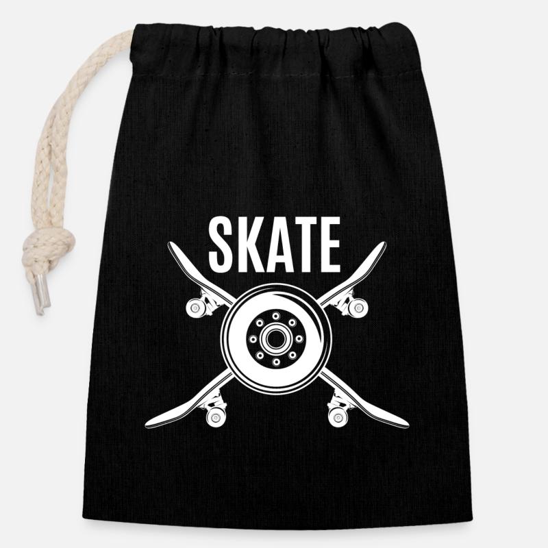 Skateboard SUP Surfen - Verschließbarer Geschenkbeutel aus Baumwolle (14x20cm) - Schwarz
