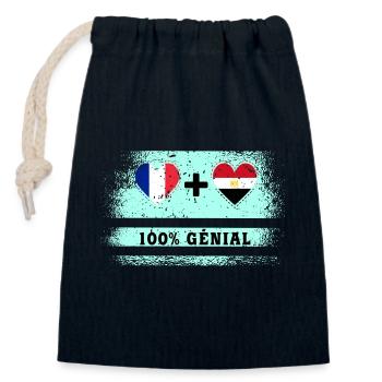 Flagge von Frankreich und Ägypten 100% genial - Verschließbarer Geschenkbeutel aus Baumwolle (14x20cm) - Navy - Vorne