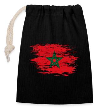 Morocco flag used - Closable cotton gift bag (14x20cm) - black - Front