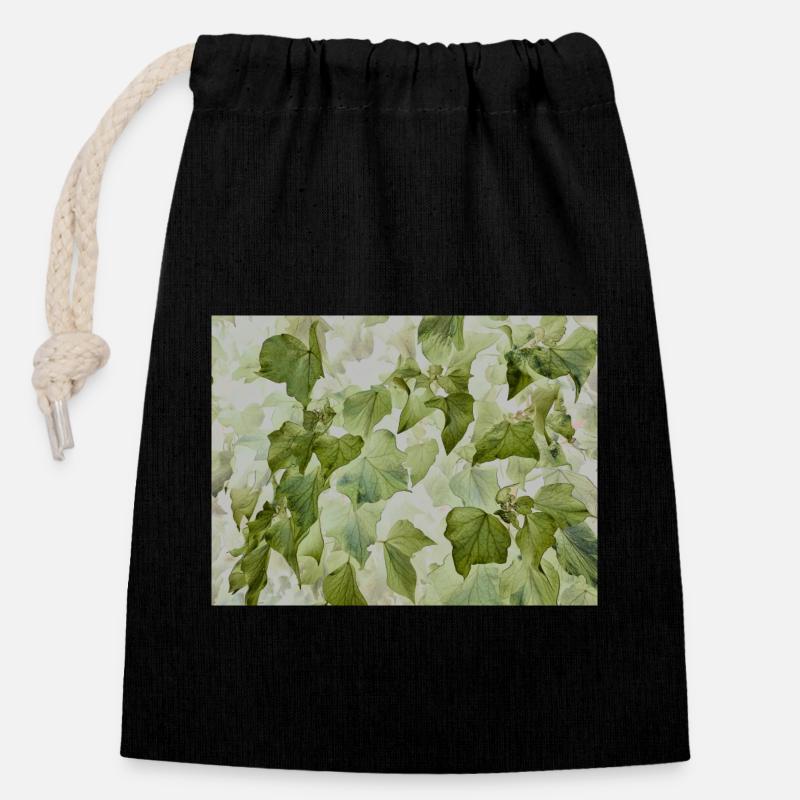 Hedera Helix - Closable cotton gift bag (14x20cm) - black