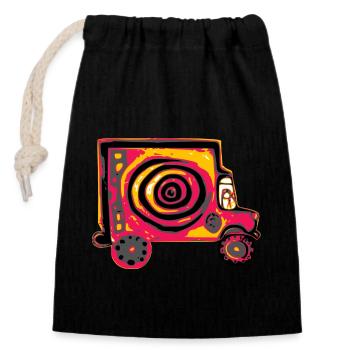 The little truck - Closable cotton gift bag (14x20cm) - black - Front