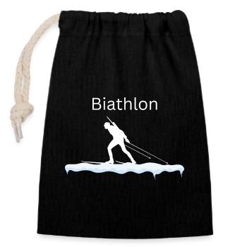 Biathlon Wintersport Ski Schnee Sprint Langlauf - Verschließbarer Geschenkbeutel aus Baumwolle (14x20cm) - Schwarz - Vorne
