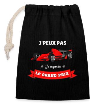 J'peux pas j'ai grand prix - Sac cadeau en coton avec cordon (14 x 20 cm) - noir - Devant
