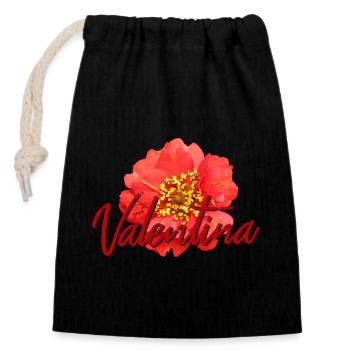 Valentina - Closable cotton gift bag (14x20cm) - black - Front
