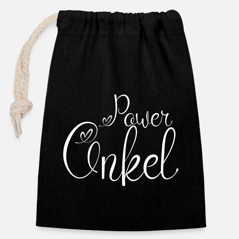 Power Uncle White - Closable cotton gift bag (14x20cm) - black