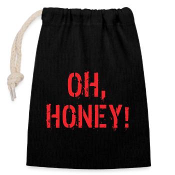 Oh Honey - Closable cotton gift bag (14x20cm) - black - Front