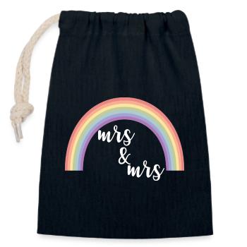 Regenbogenstreifen Mrs und Mrs - Verschließbarer Geschenkbeutel aus Baumwolle (14x20cm) - Navy - Vorne