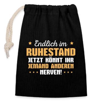 Rente Ruhestand Arbeitskollege Rentner Geschenk - Verschließbarer Geschenkbeutel aus Baumwolle (14x20cm) - Schwarz - Vorne