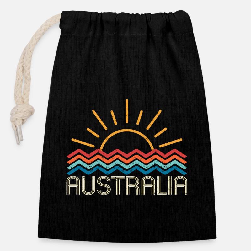 AUSTRALIE - Sac cadeau en coton avec cordon (14 x 20 cm) - noir