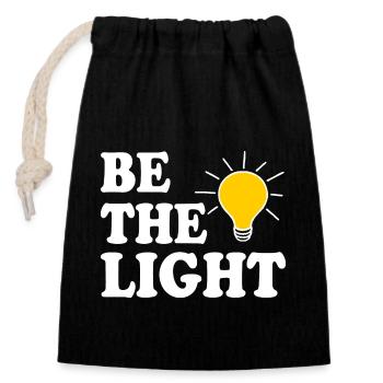 Be the light - Closable cotton gift bag (14x20cm) - black - Front