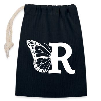letter R butterfly - Closable cotton gift bag (14x20cm) - navy - Front