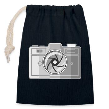 Collecteur d’appareil photo classique - Sac cadeau en coton avec cordon (14 x 20 cm) - bleu marine - Devant