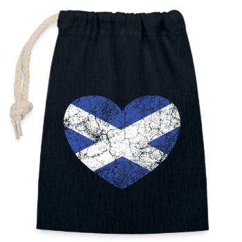 Vintage Scottish Heart Flag, Saltire - Closable cotton gift bag (14x20cm) - navy - Front