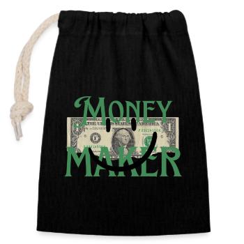 MONEY MAKER - Closable cotton gift bag (14x20cm) - black - Front