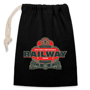 international railway union - Verschließbarer Geschenkbeutel aus Baumwolle (14x20cm) - Schwarz - Vorne