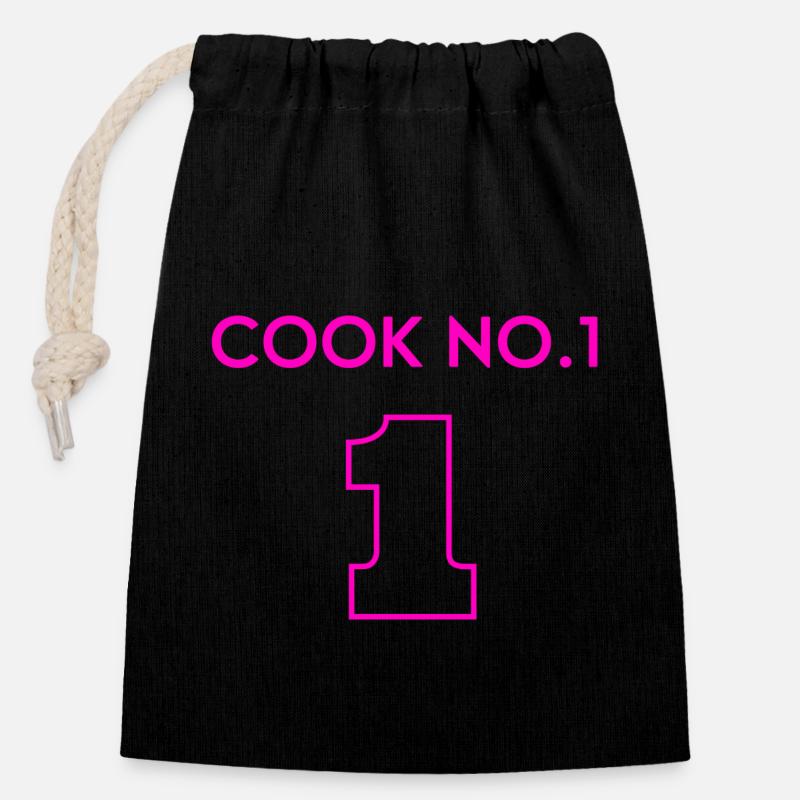 Chef-Koch Nummer eins - Sternekoch - Verschließbarer Geschenkbeutel aus Baumwolle (14x20cm) - Schwarz