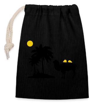 Chameau - Sac cadeau en coton avec cordon (14 x 20 cm) - noir - Devant