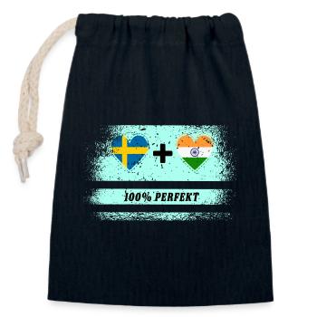 Inde et Suède 100% Parfait / Cadeau - Sac cadeau en coton avec cordon (14 x 20 cm) - bleu marine - Devant