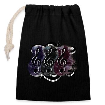 Guitar clef - Closable cotton gift bag (14x20cm) - black - Front