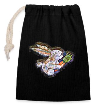 Lapin de Pâques à la carotte - Sac cadeau en coton avec cordon (14 x 20 cm) - noir - Devant
