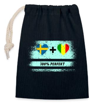 Mali et Suède 100% Parfait / Cadeau - Sac cadeau en coton avec cordon (14 x 20 cm) - bleu marine - Devant