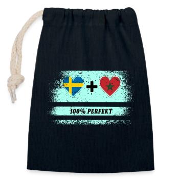 Maroc et Suède 100% Parfait / Cadeau - Sac cadeau en coton avec cordon (14 x 20 cm) - bleu marine - Devant