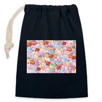 süßes Muster - Verschließbarer Geschenkbeutel aus Baumwolle (14x20cm) - Navy - Vorne