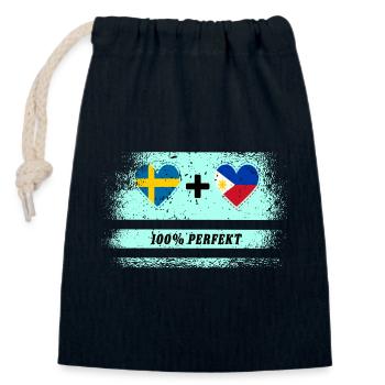 Philippines et Suède 100% parfait / cadeau - Sac cadeau en coton avec cordon (14 x 20 cm) - bleu marine - Devant