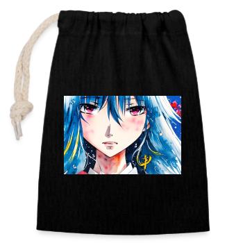 Manga Anime Poster und Geschenke - Verschließbarer Geschenkbeutel aus Baumwolle (14x20cm) - Schwarz - Vorne