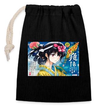 Manga Flower Japanese Anime - Closable cotton gift bag (14x20cm) - black - Front