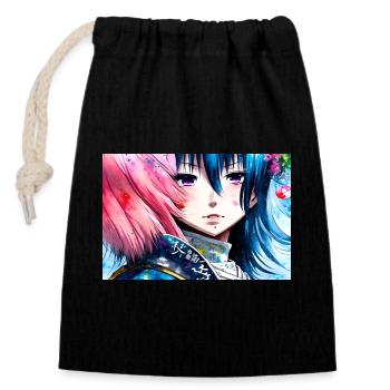 Japan Mädchen Girl Anime - Closable cotton gift bag (14x20cm) - black - Front