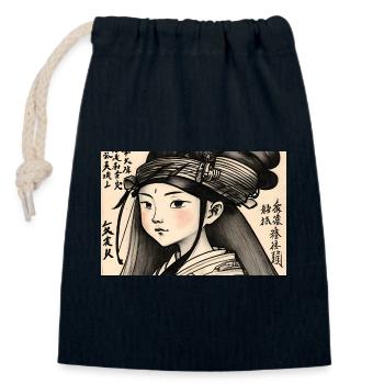 Mädchen Skizze Manga Anime - Verschließbarer Geschenkbeutel aus Baumwolle (14x20cm) - Navy - Vorne