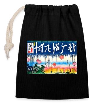 Japanische Kunst - Verschließbarer Geschenkbeutel aus Baumwolle (14x20cm) - Schwarz - Vorne