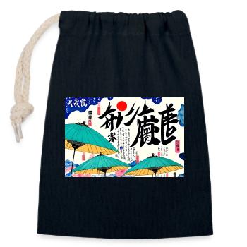 Japanese Art Parasols Summer - Closable cotton gift bag (14x20cm) - navy - Front