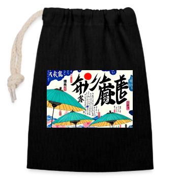Japankunst Sonnenschirme Sommer - Verschließbarer Geschenkbeutel aus Baumwolle (14x20cm) - Schwarz - Vorne