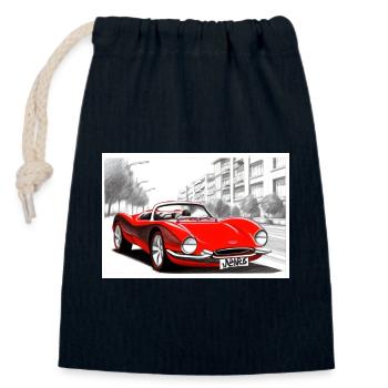 Voiture de sport rétro rouge - Sac cadeau en coton avec cordon (14 x 20 cm) - bleu marine - Devant