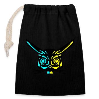 Rabbit - Closable cotton gift bag (14x20cm) - black - Front