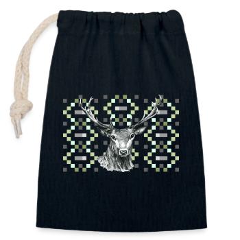 Deer - Closable cotton gift bag (14x20cm) - navy - Front