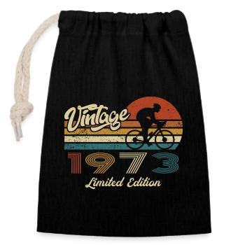 50 Anniversaire 1973 Vintage Retro Cycliste Cycliste - Sac cadeau en coton avec cordon (14 x 20 cm) - noir - Devant