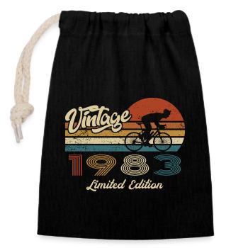 40 Birthday 1983 Vintage Retro Bicycle Cyclist - Closable cotton gift bag (14x20cm) - black - Front