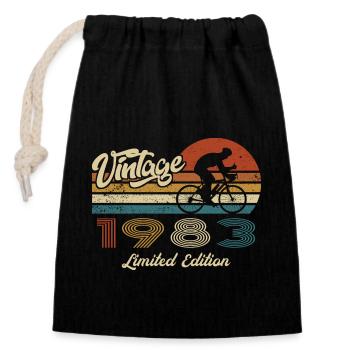 40 Birthday 1983 Vintage Retro Bicycle Cyclist - Closable cotton gift bag (14x20cm) - black - Front