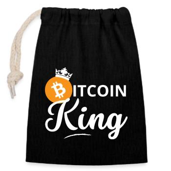 Bitcoin King & Bitcoin Queen - Sac cadeau en coton avec cordon (14 x 20 cm) - noir - Devant
