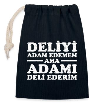 Lustiges Türkisches Design. Türkischer Spruch - Verschließbarer Geschenkbeutel aus Baumwolle (14x20cm) - Navy - Vorne