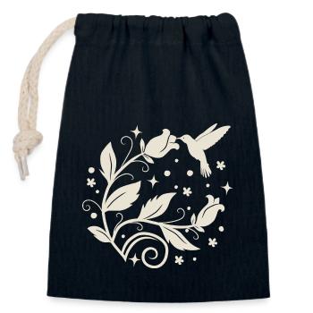 Colibri - plantes exotiques et oiseaux pour dames - Sac cadeau en coton avec cordon (14 x 20 cm) - bleu marine - Devant